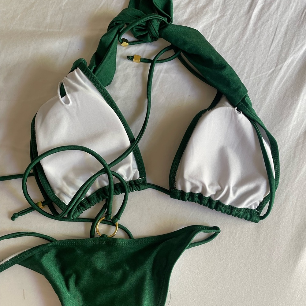 Green O-Ring Wrap Around String Bikini - image 2